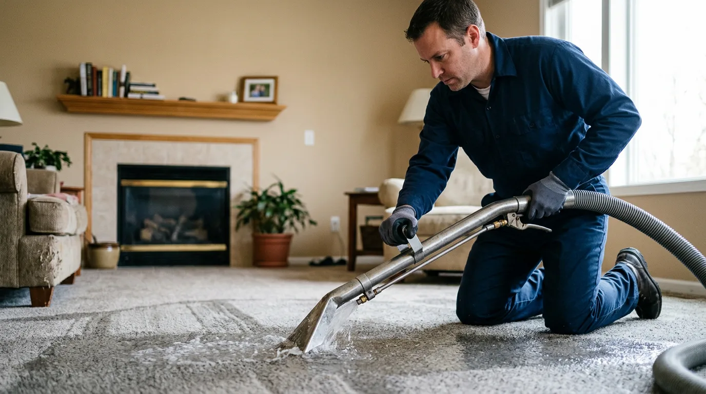 Water damage restoration technician working near Kirksey, KY